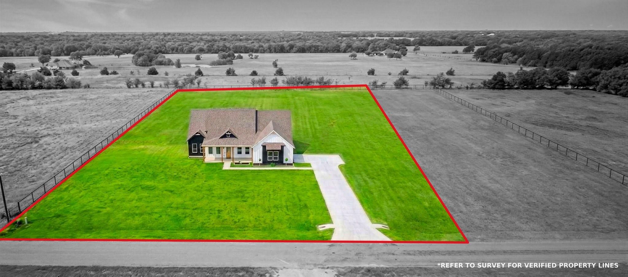 Aerial view with approximate lot outline
